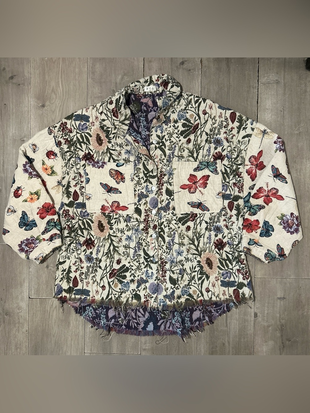 Pol Clothing Butterfly Effect Jacquard Oversized Button Down Jacket Size L